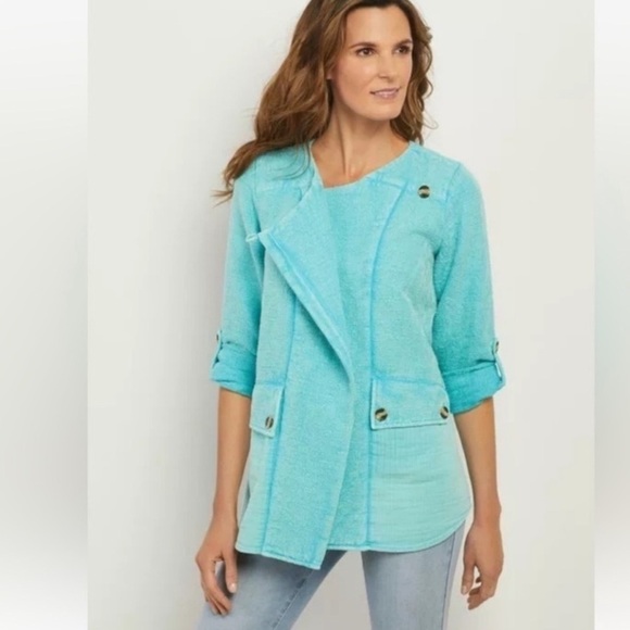 Soft Surroundings jacket Urban Escape Topper Top Tunic
Meadowbrook Button Pocket - Picture 1 of 5